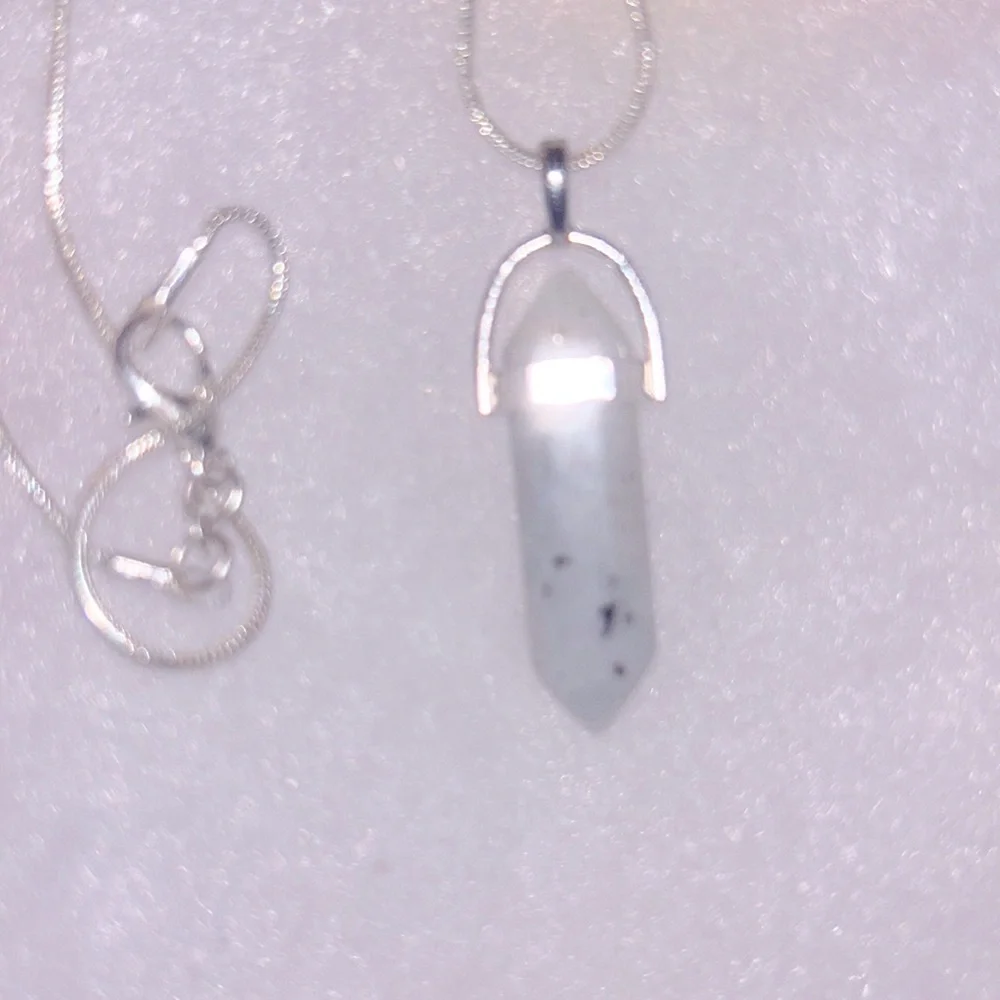 Boho hippie Rainbow Moonstone Sterling Silver 30” Necklace - Picture 3 of 6